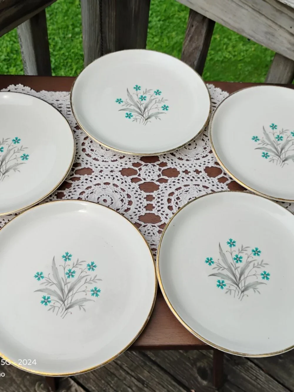 Scio Pottery Company Lot of 5 salad or bread plates Hampton Pattern circa 1960s